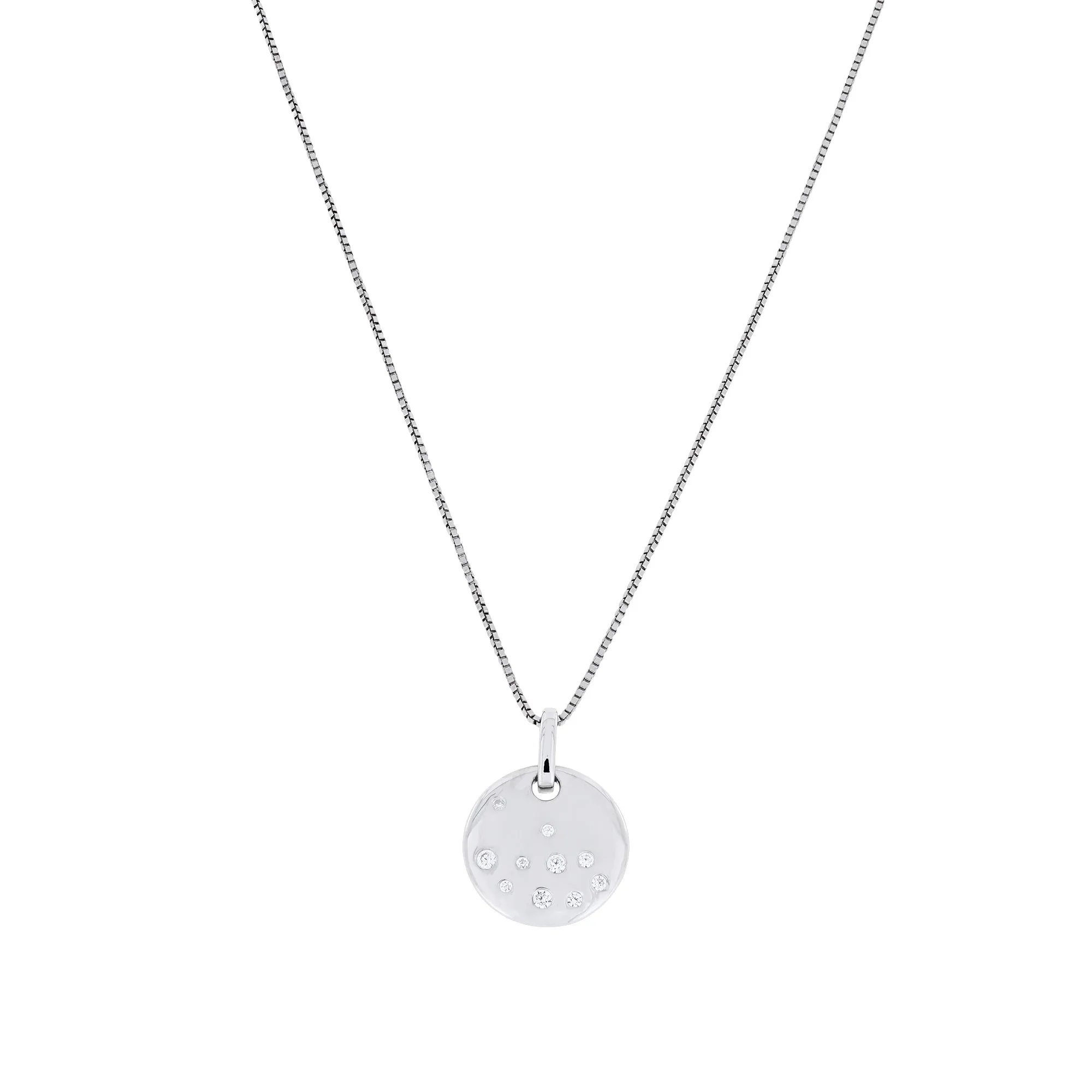 Sterling Silver Scattered Stones Round Pendant