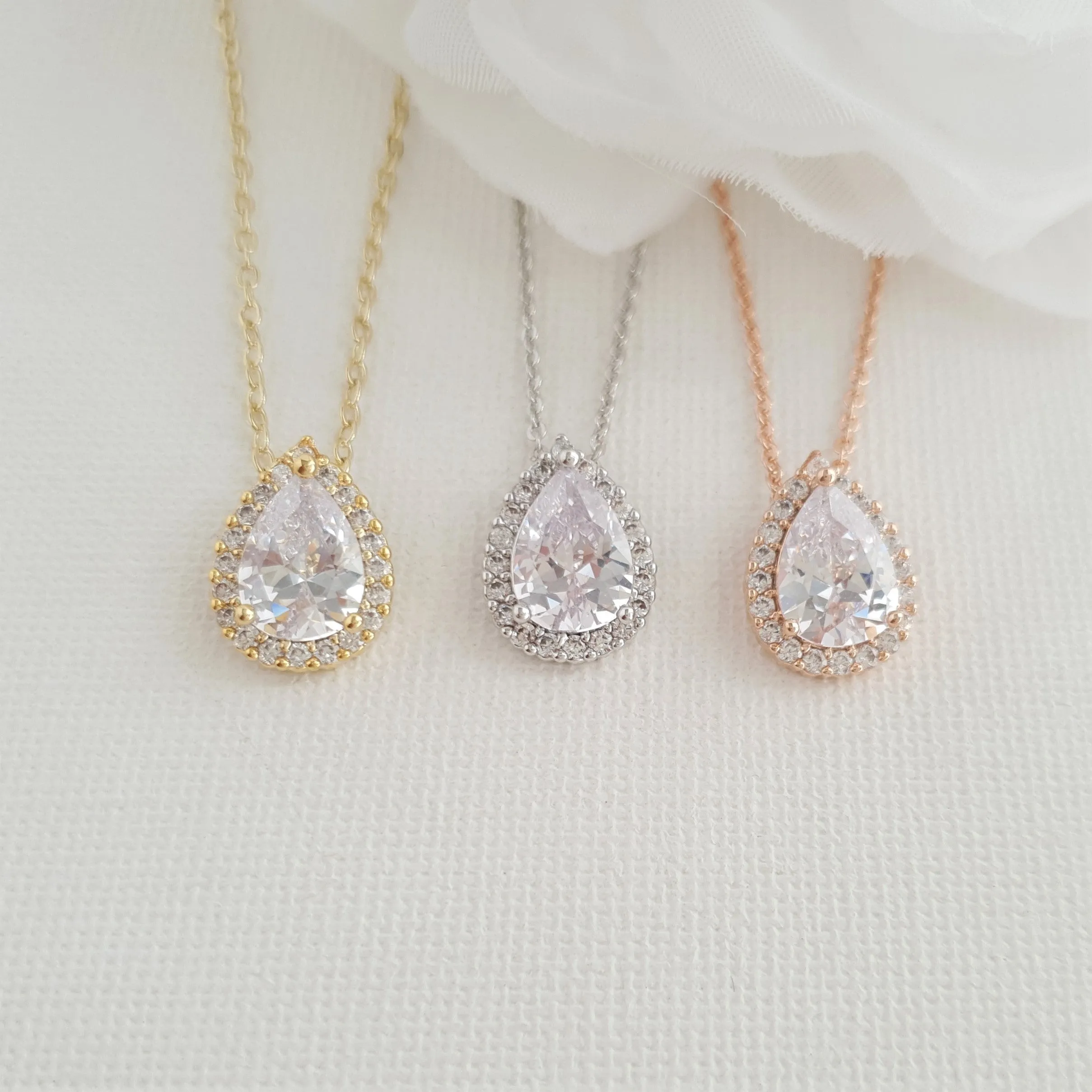 Teardrop Stud Earrings Necklace Bracelet Set-Emma