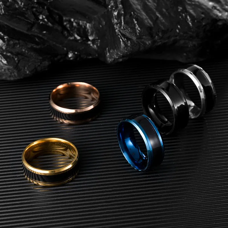 Temperature Love Titanium Steel Couple Rings - Popular European and American Ins Jewelry for Men