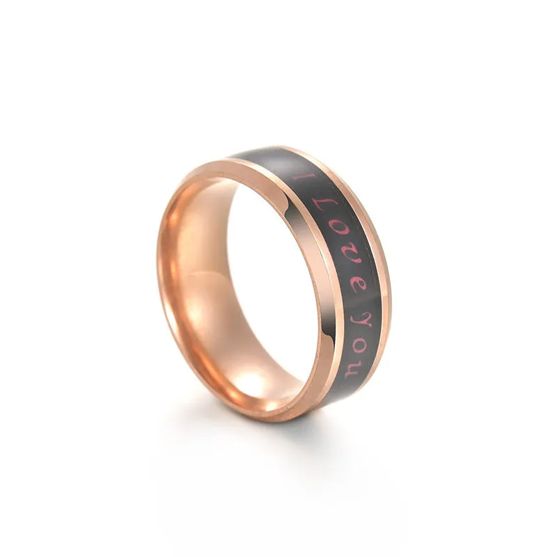 Temperature Love Titanium Steel Couple Rings - Popular European and American Ins Jewelry for Men