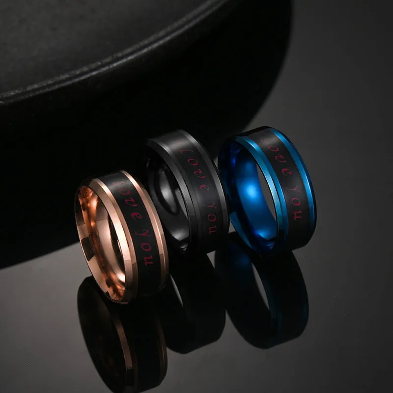 Temperature Love Titanium Steel Couple Rings - Popular European and American Ins Jewelry for Men