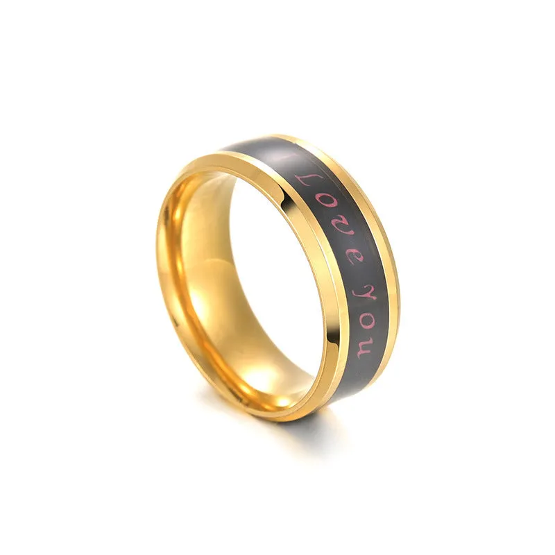 Temperature Love Titanium Steel Couple Rings - Popular European and American Ins Jewelry for Men