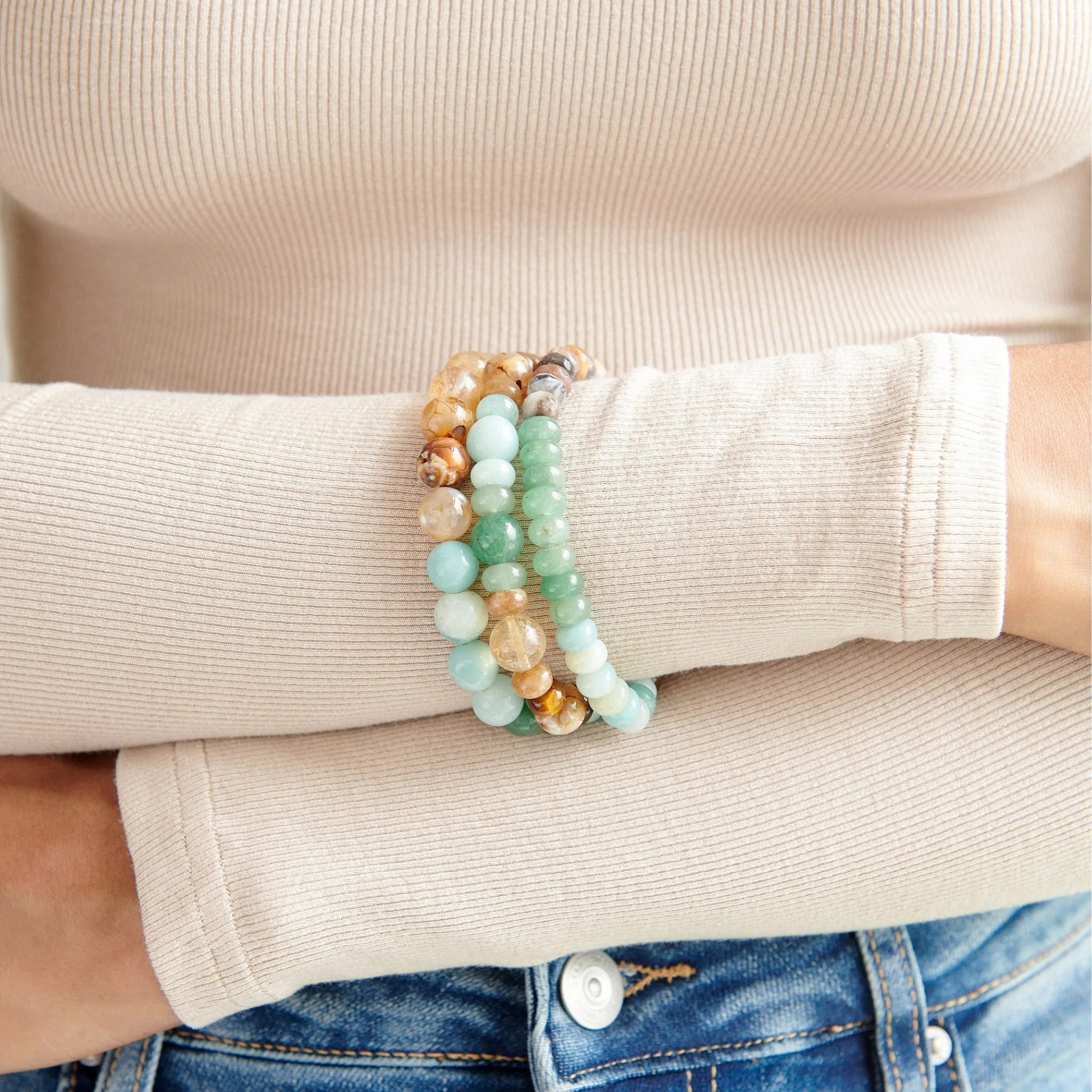 Tezra Bracelet Stack - Amazonite Melody