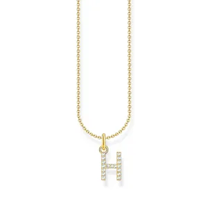 THOMAS SABO Necklace with letter pendant H and white zirconia - gold