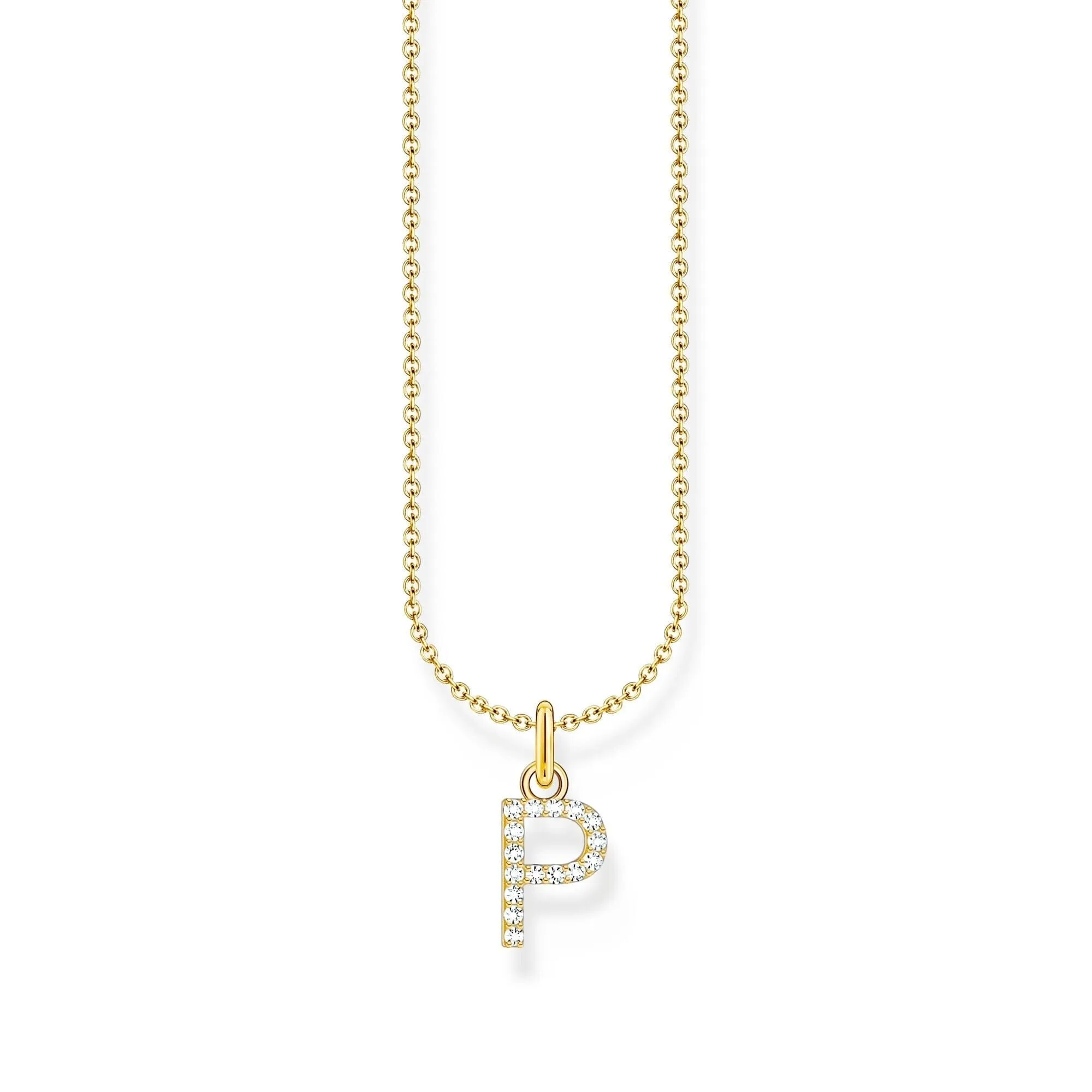 THOMAS SABO Necklace with letter pendant P and white zirconia - gold