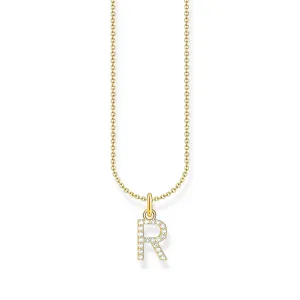 THOMAS SABO Necklace with letter pendant R and white zirconia - gold