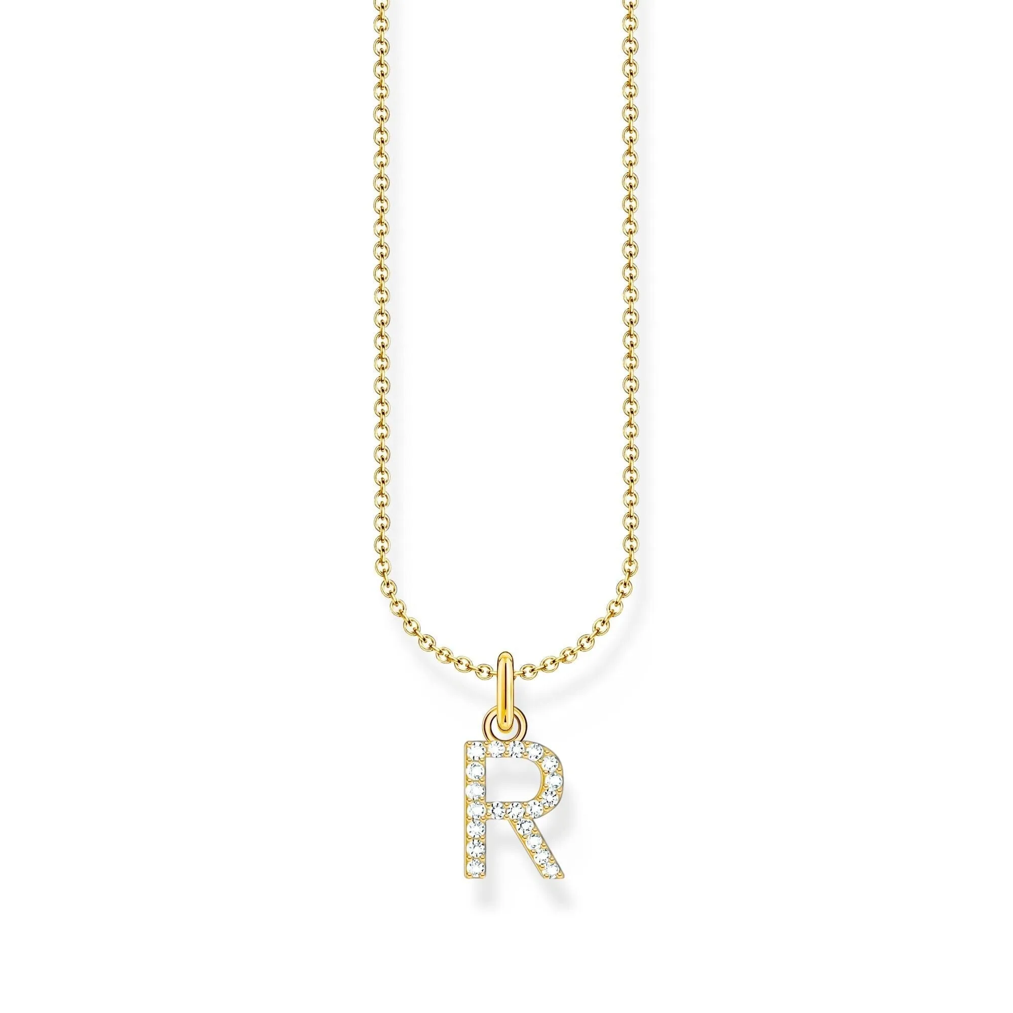 THOMAS SABO Necklace with letter pendant R and white zirconia - gold