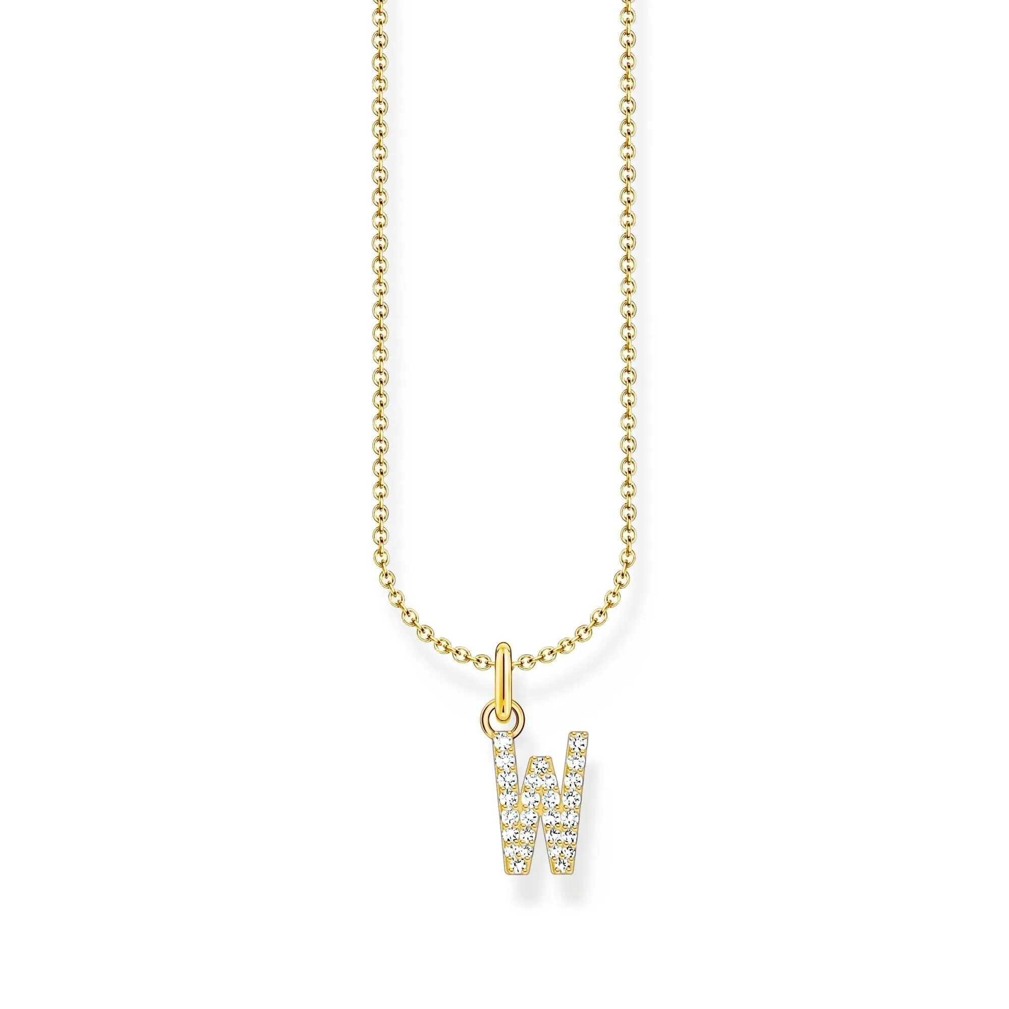 THOMAS SABO Necklace with letter pendant W and white zirconia - gold