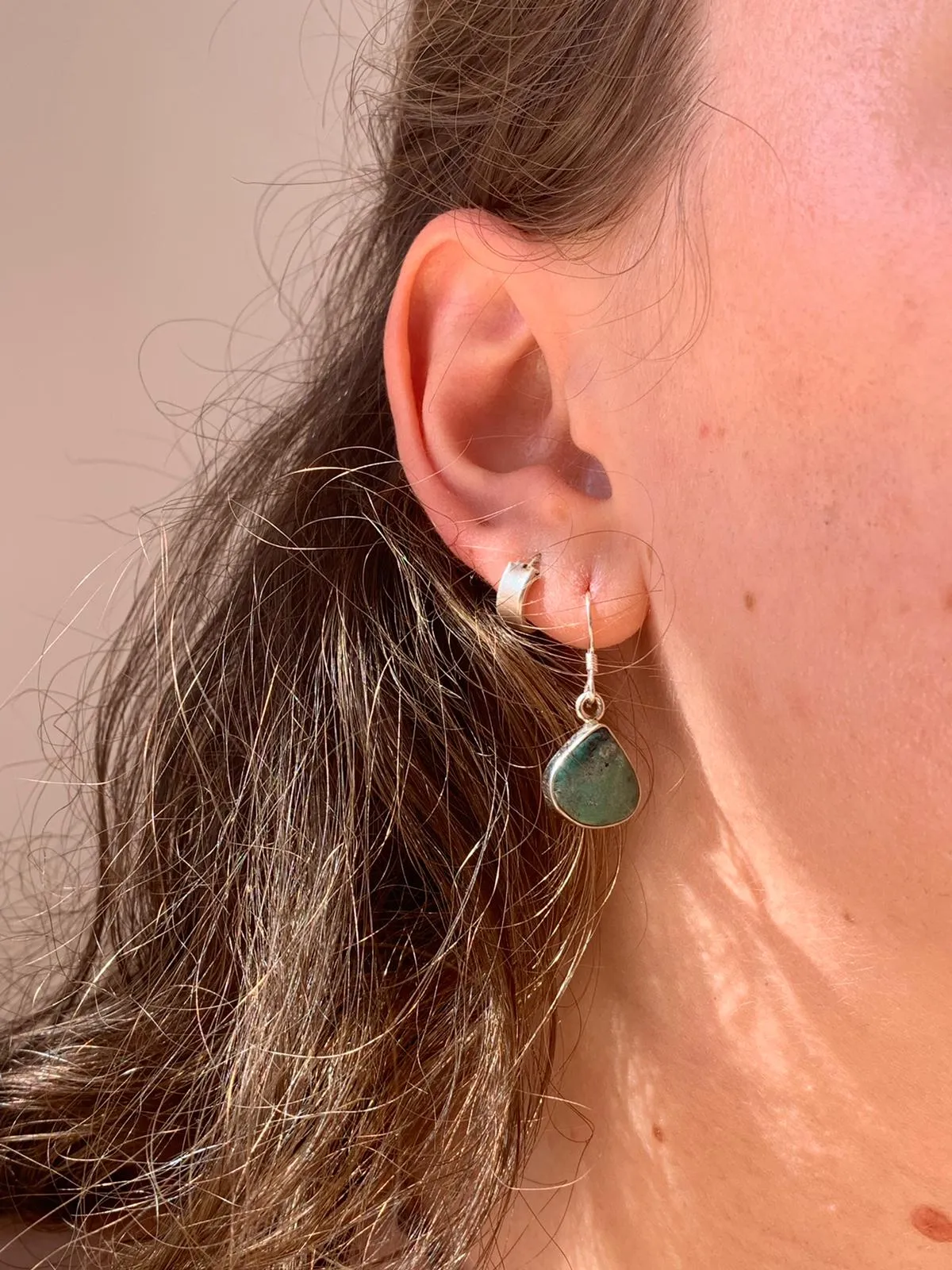 Tibetan Turquoise Akoni Earrings - Pear