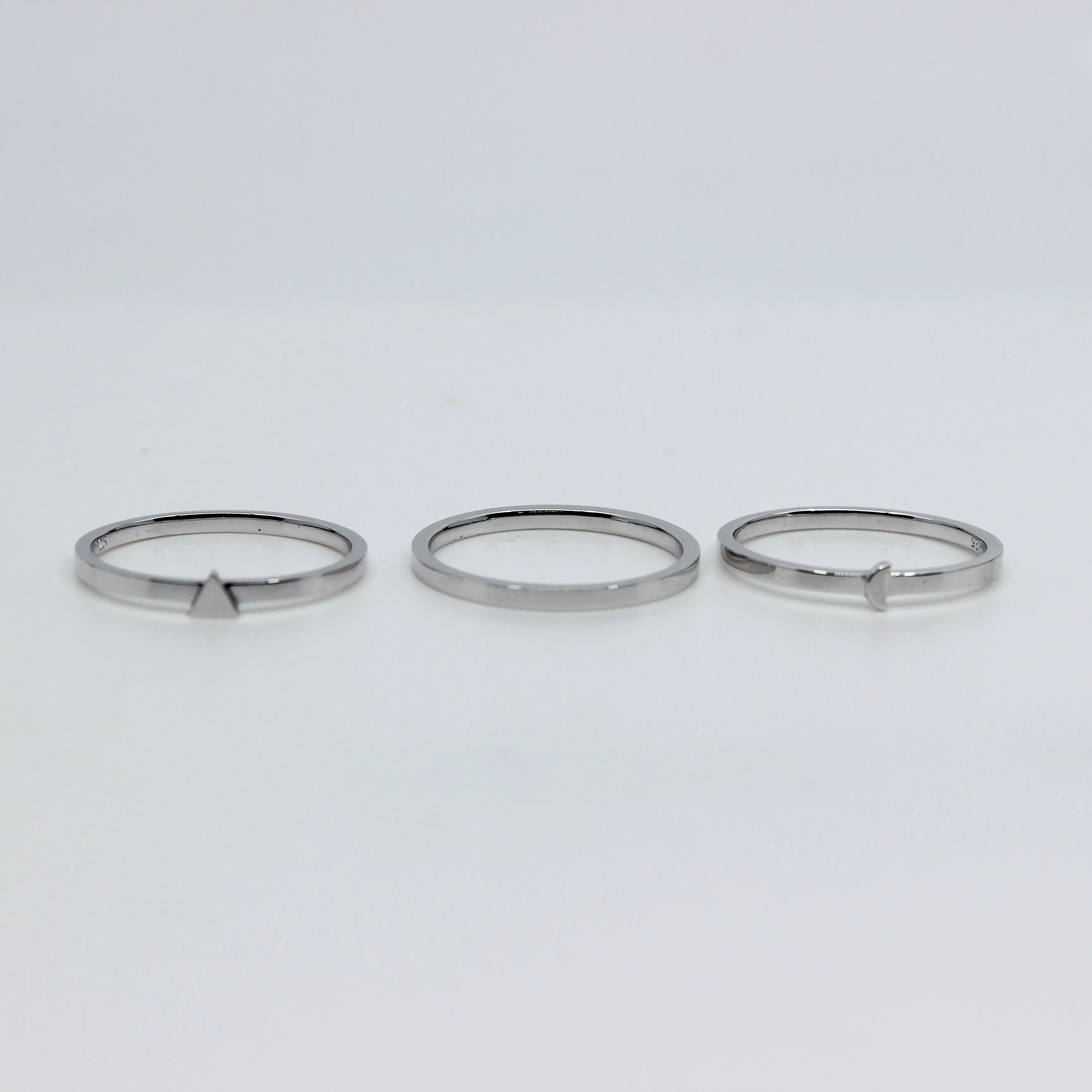 To the Moon and Back // Stackable Moon Triangle Rings, Silver or Gold Fill, Boho // BH-R003