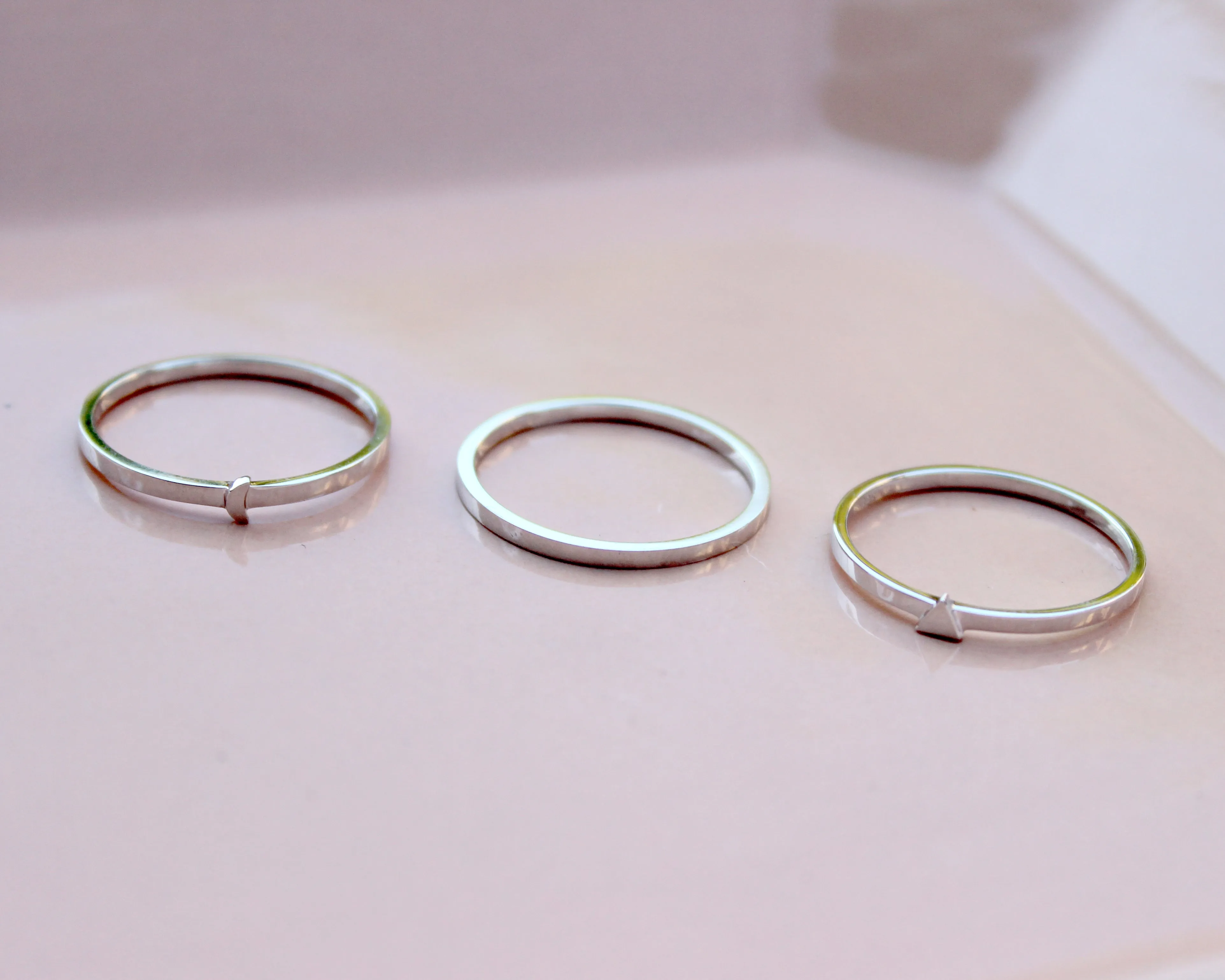 To the Moon and Back // Stackable Moon Triangle Rings, Silver or Gold Fill, Boho // BH-R003