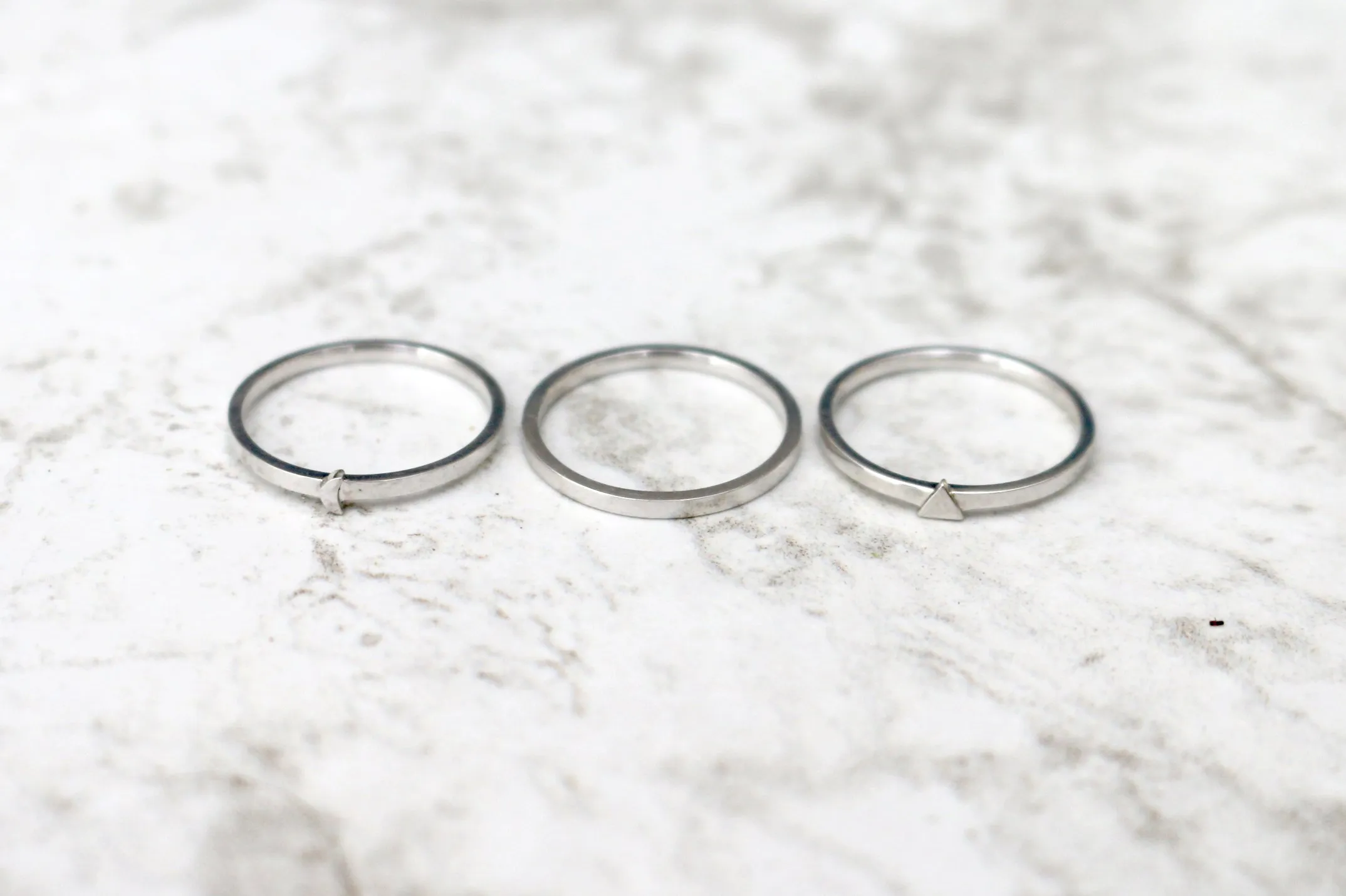 To the Moon and Back // Stackable Moon Triangle Rings, Silver or Gold Fill, Boho // BH-R003