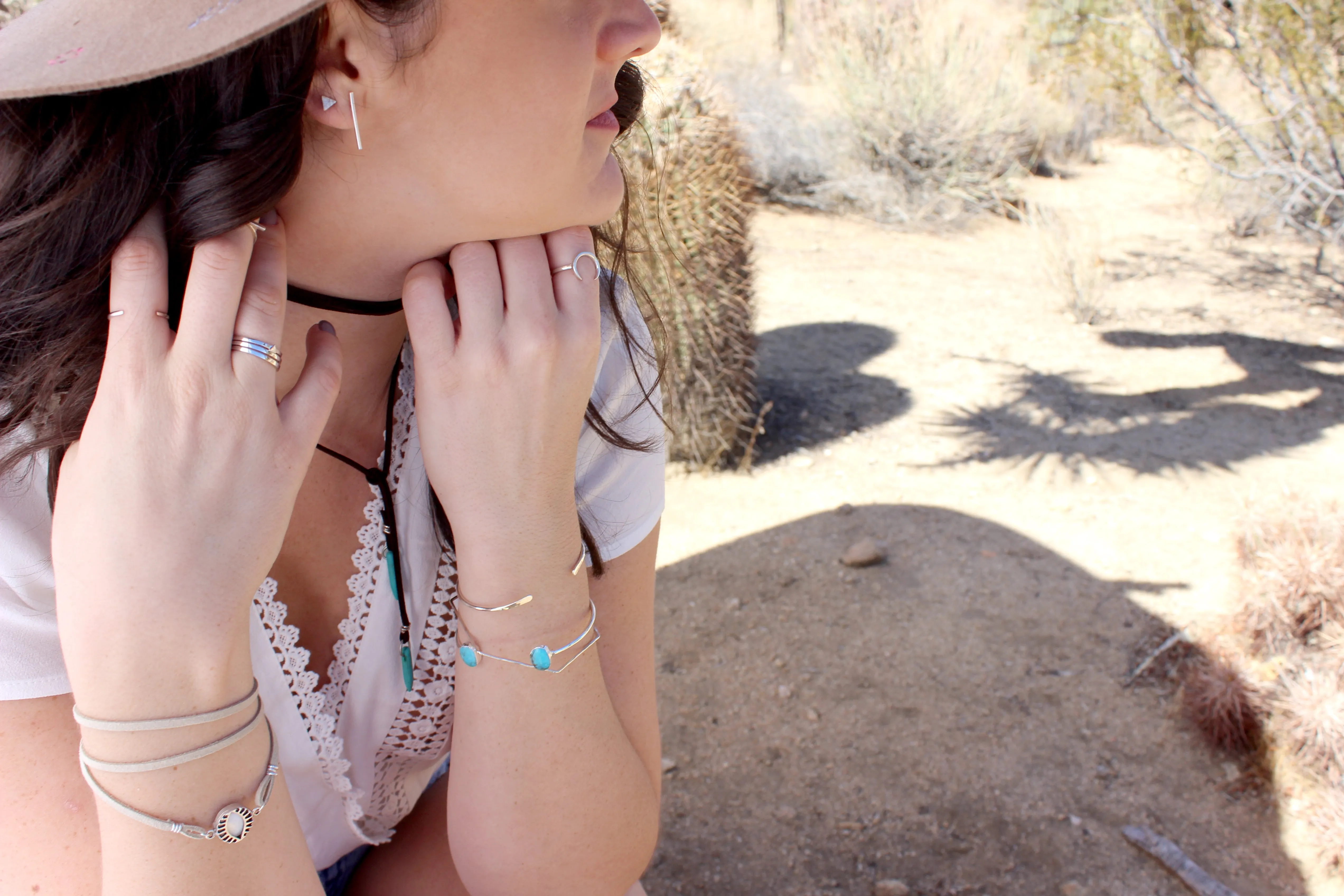 To the Moon and Back // Stackable Moon Triangle Rings, Silver or Gold Fill, Boho // BH-R003