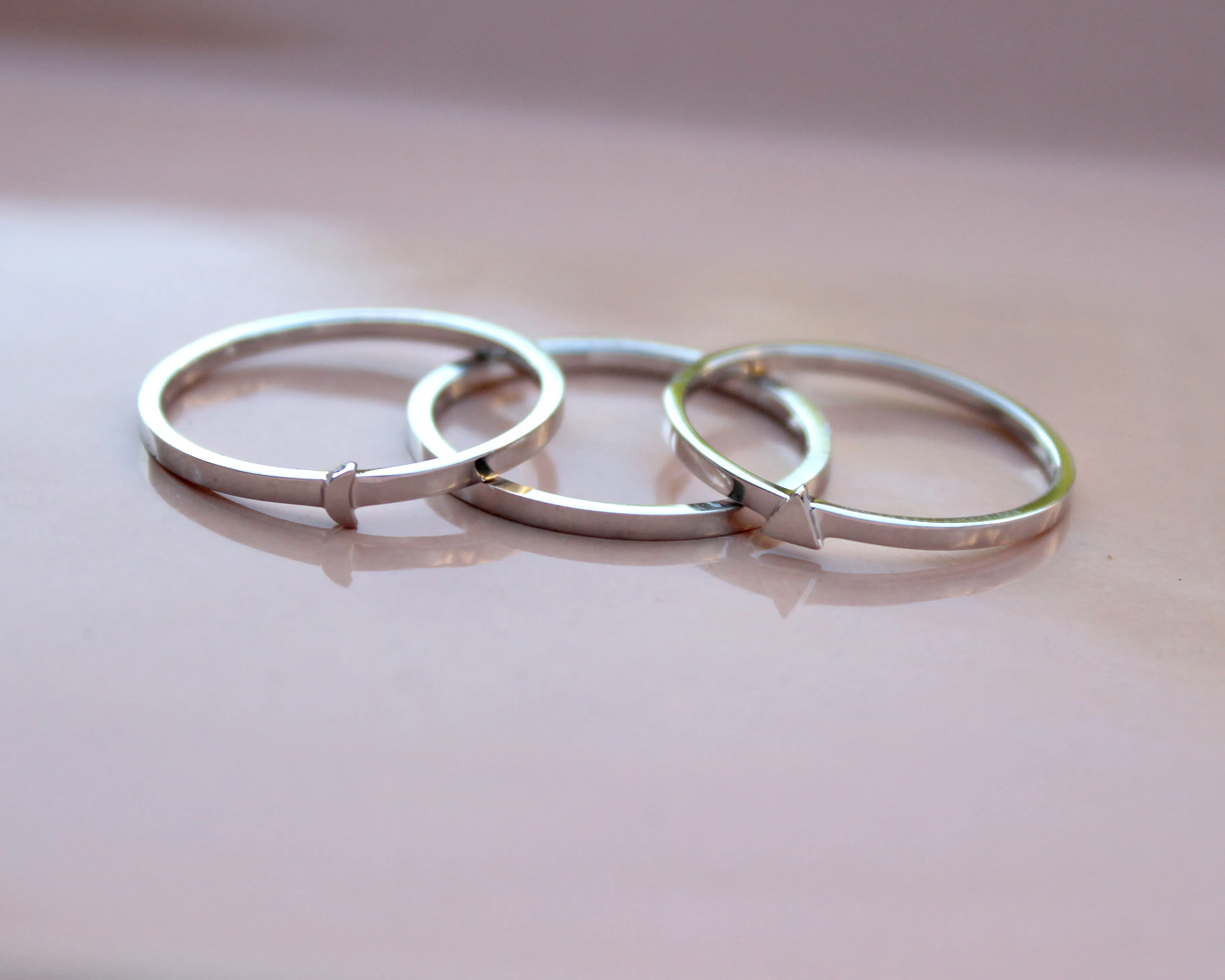 To the Moon and Back // Stackable Moon Triangle Rings, Silver or Gold Fill, Boho // BH-R003