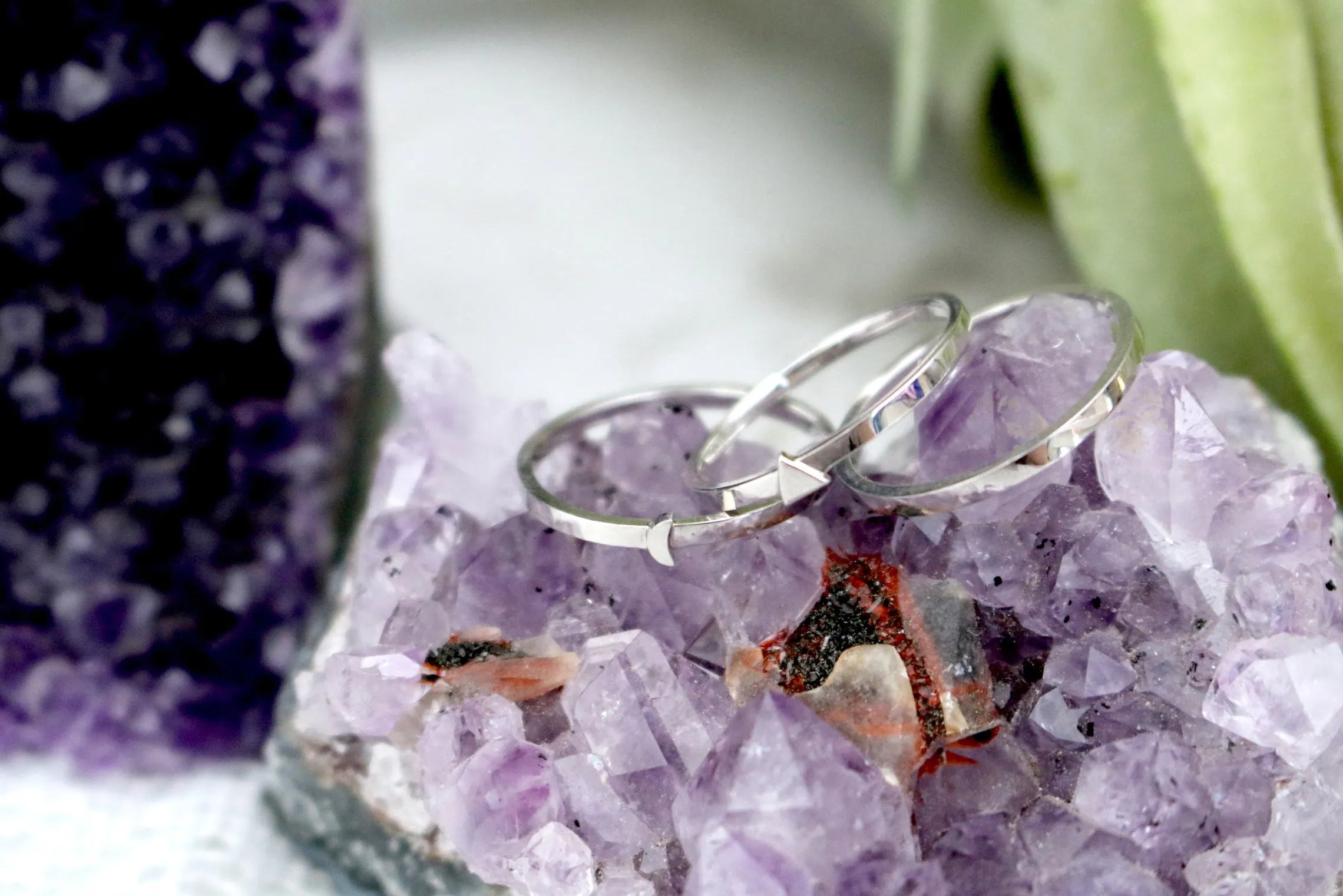 To the Moon and Back // Stackable Moon Triangle Rings, Silver or Gold Fill, Boho // BH-R003