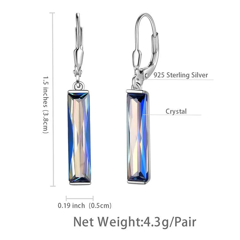 Tokyo Mart Blue Mystic Topaz Bar Dangle Earrings Women Jewelry 925 Sterling Silver Leverback