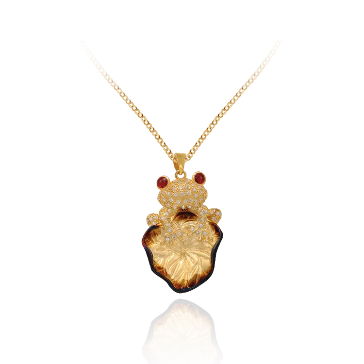 Tree Frog on Lily Pad Ember Pendant