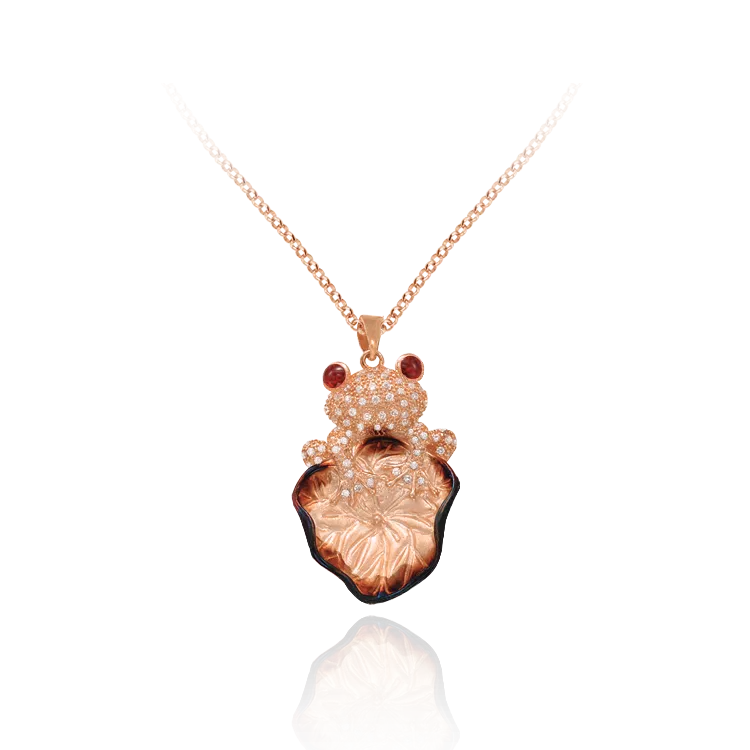 Tree Frog on Lily Pad Ember Pendant