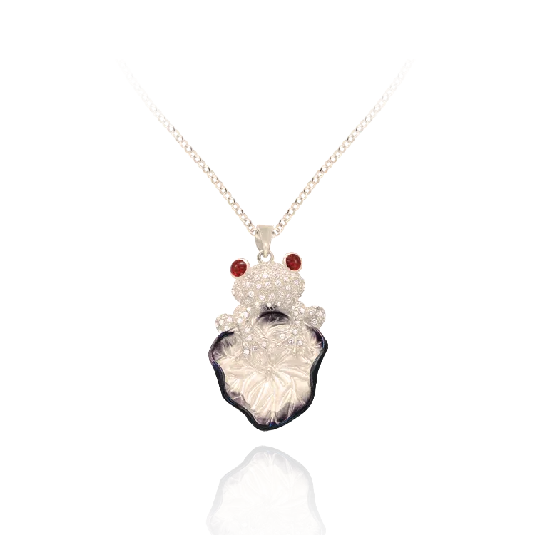 Tree Frog on Lily Pad Ember Pendant