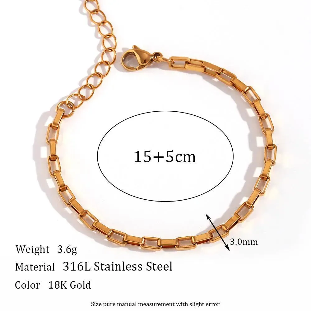 Trendy Gold Chain Bracelet Set - Unisex Stainless Steel Layering Bracelets