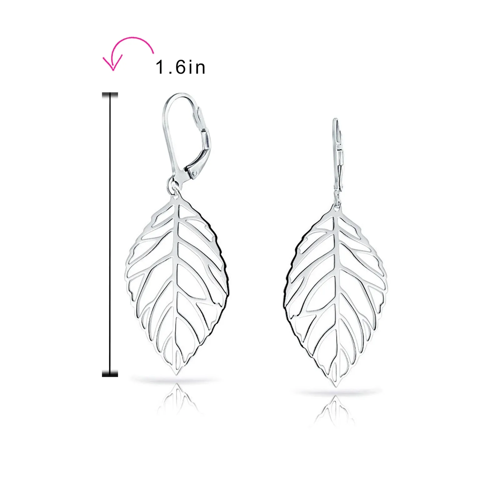 Tribal Boho Lightweight Leaf Feather Dangle Earrings  Sterling Silver Jewelry