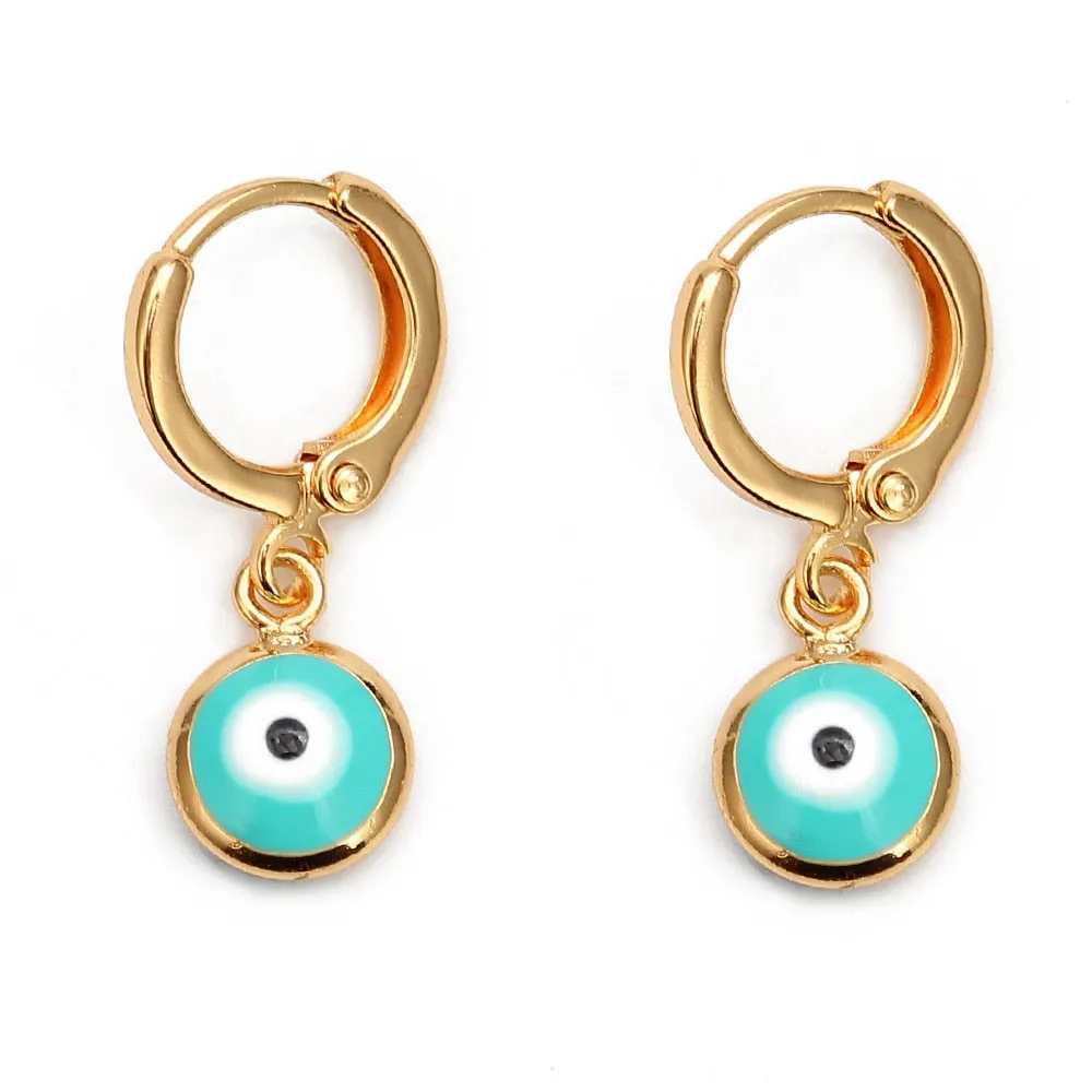 Turkish Evil Eye Drop Earrings Colorful Charms Hanging Dangle Earrings for Women