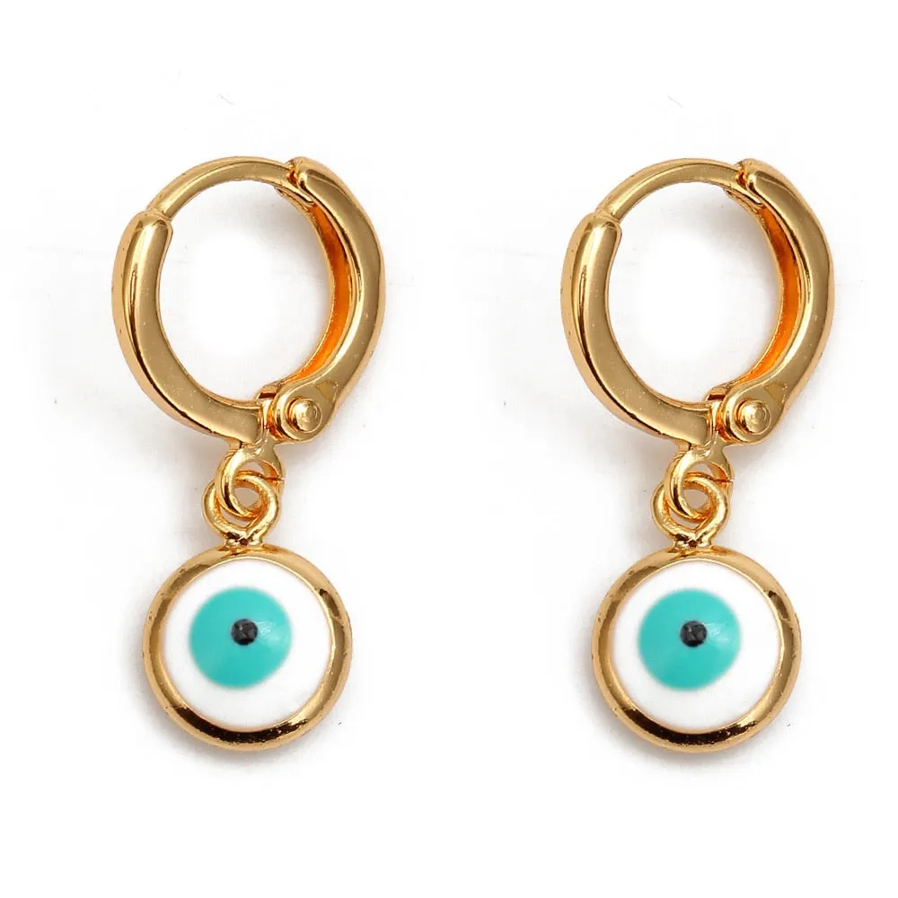 Turkish Evil Eye Drop Earrings Colorful Charms Hanging Dangle Earrings for Women