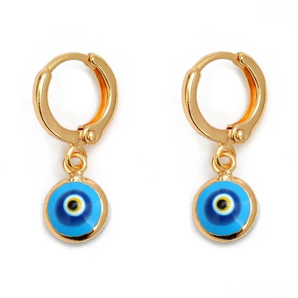 Turkish Evil Eye Drop Earrings Colorful Charms Hanging Dangle Earrings for Women