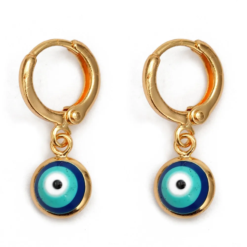 Turkish Evil Eye Drop Earrings Colorful Charms Hanging Dangle Earrings for Women