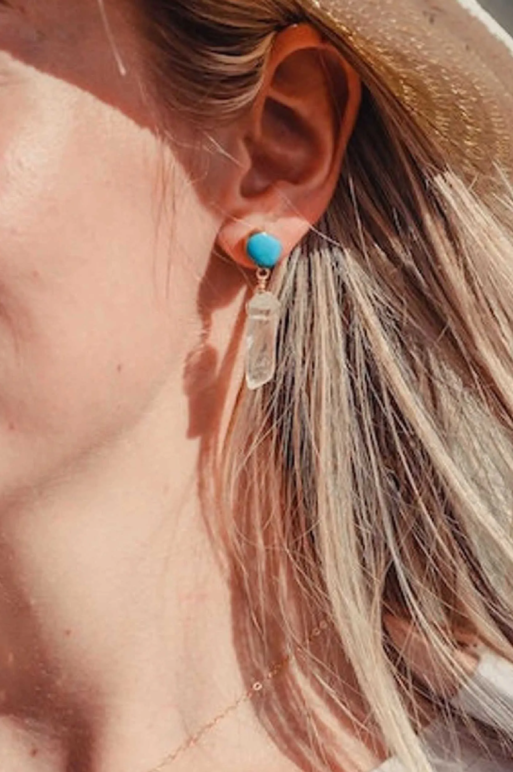 Turquoise & Quartz Light Bringer Earrings