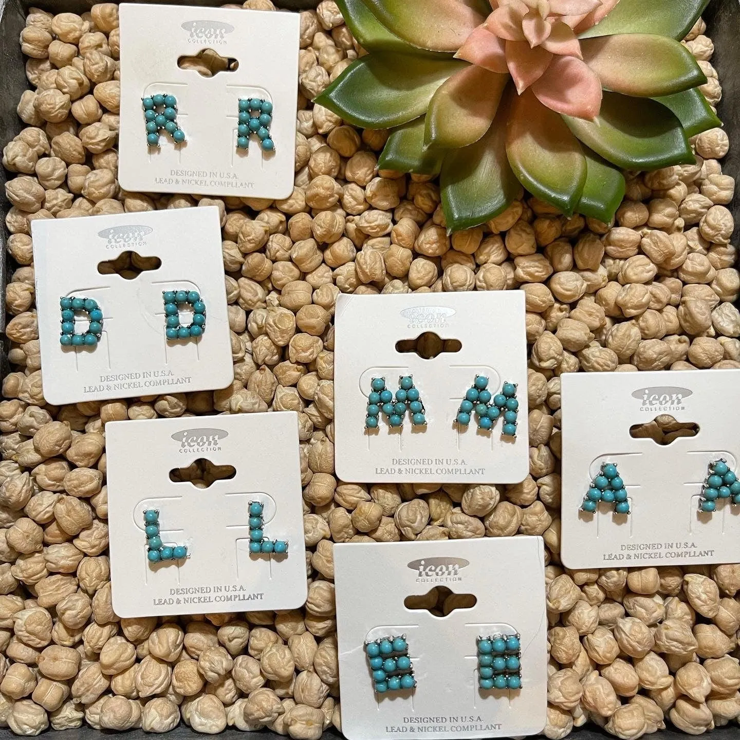 TURQUOISE initial EARRINGS