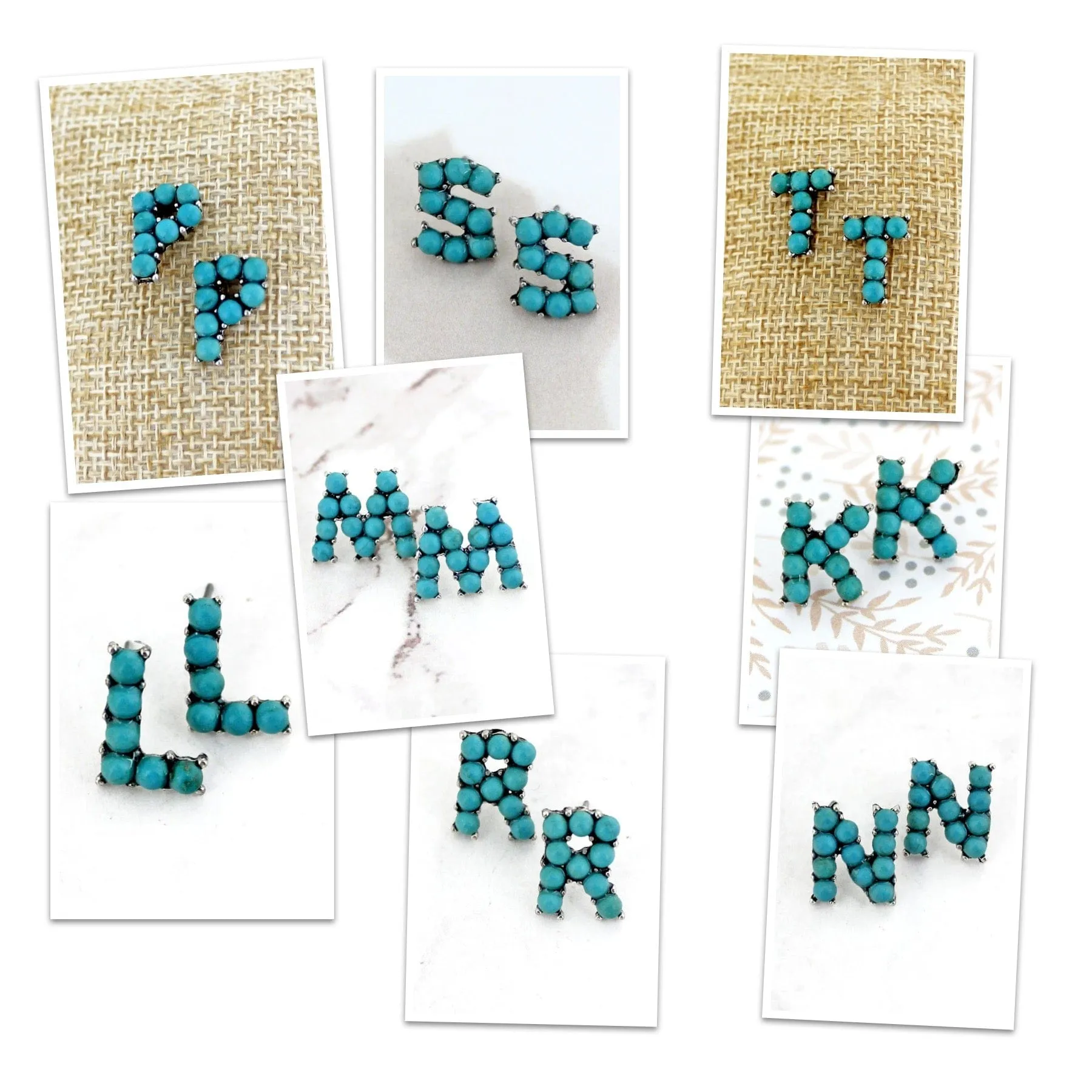 TURQUOISE initial EARRINGS