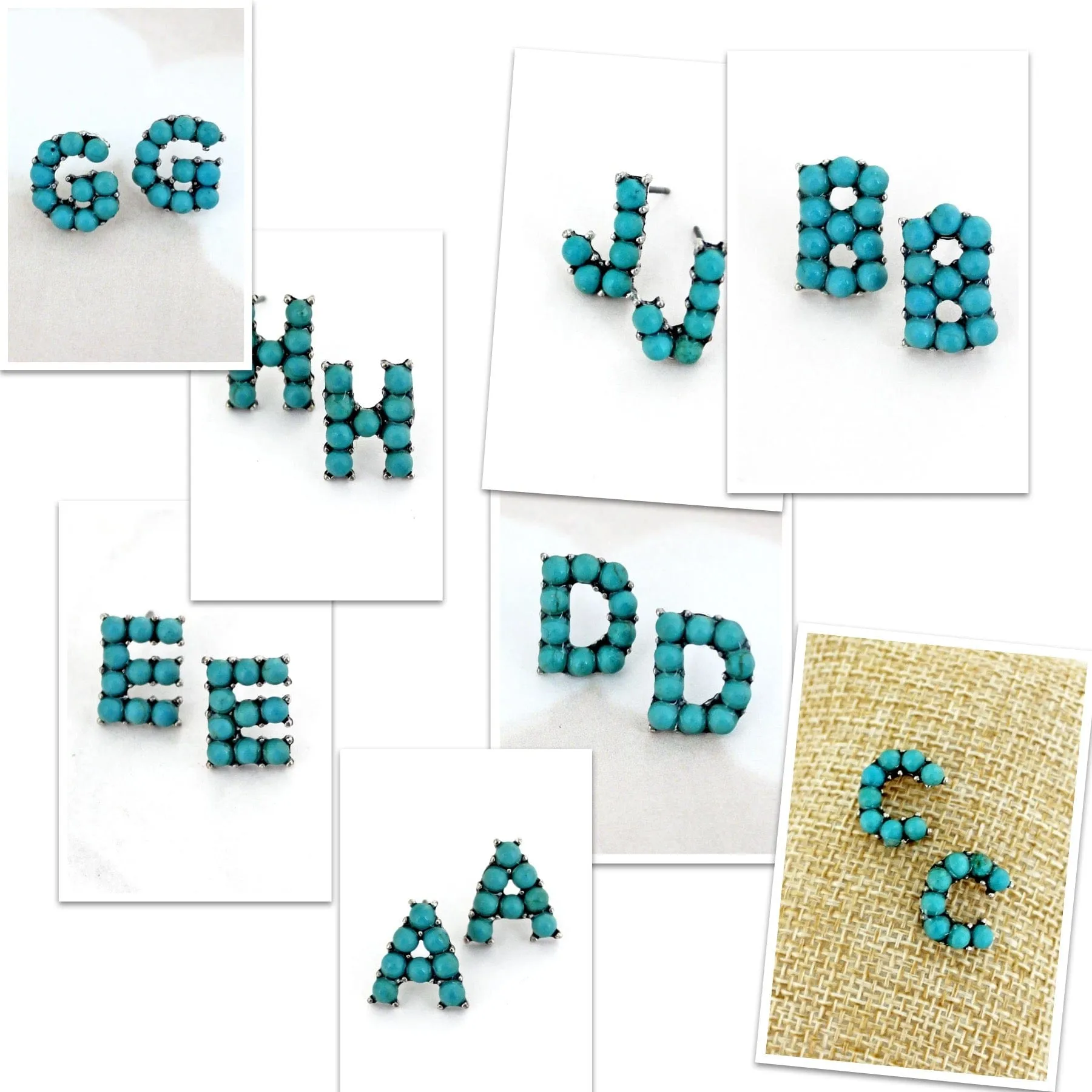 TURQUOISE initial EARRINGS