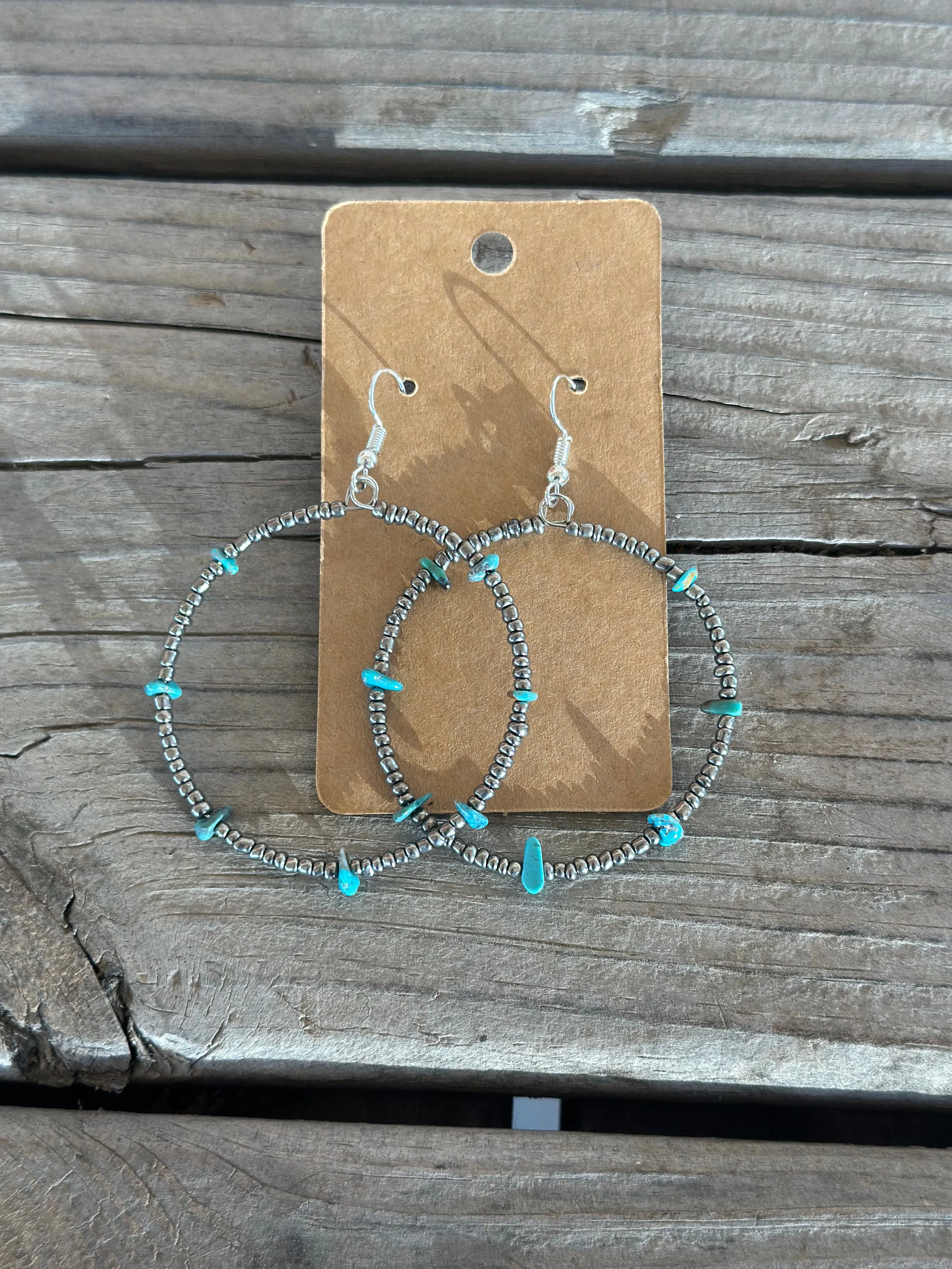 Turquoise Seed Hoop Earrings