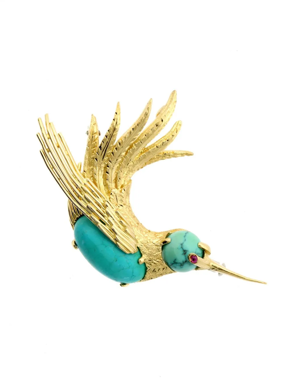 Vintage Cartier Gold Hummingbird Brooch