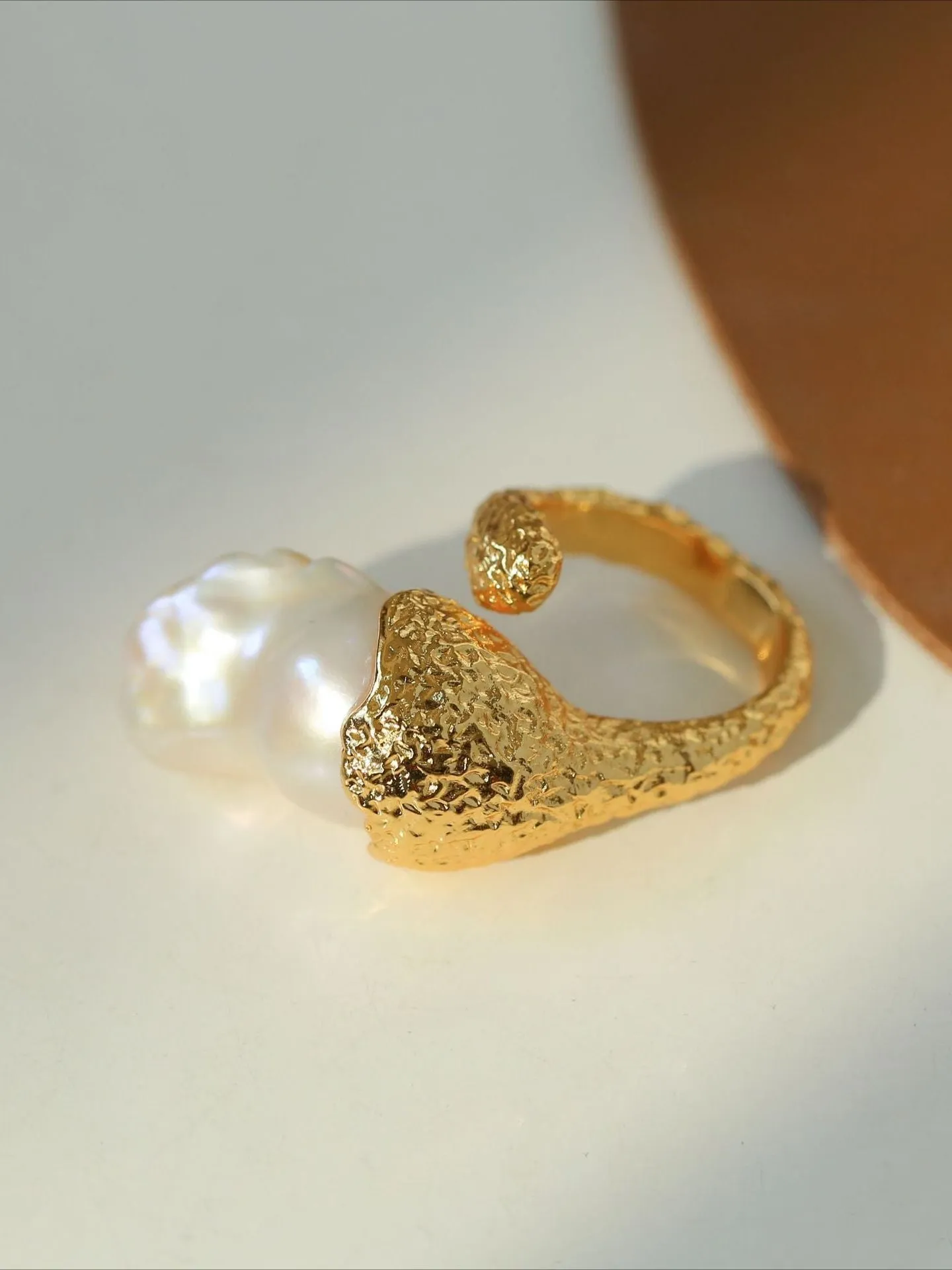 Vintage Floral Orb Fish-Tail  Baroque Pearl Rings