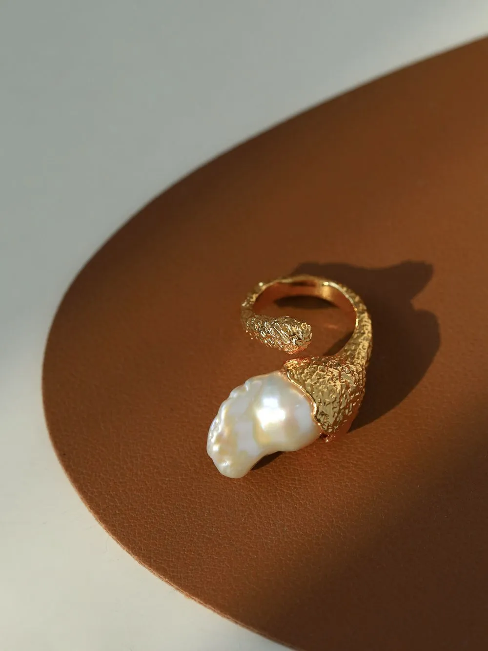 Vintage Floral Orb Fish-Tail  Baroque Pearl Rings