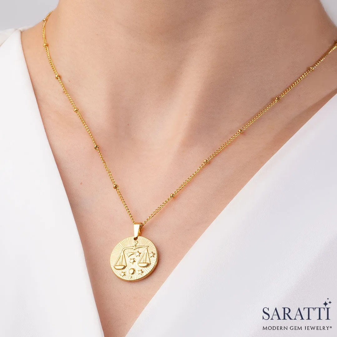 Vintage Inspired Zodiac Necklace in Gold