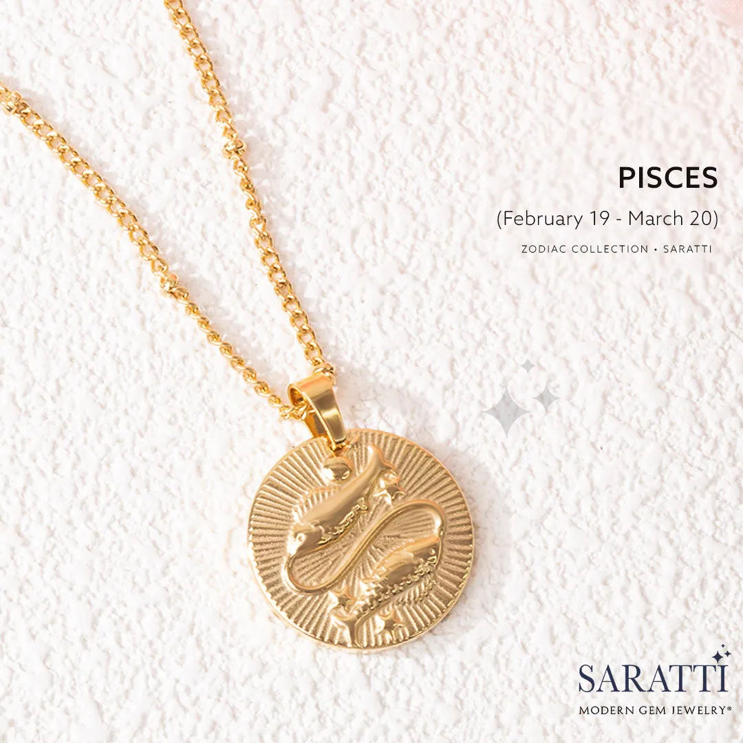 Vintage Inspired Zodiac Necklace in Gold