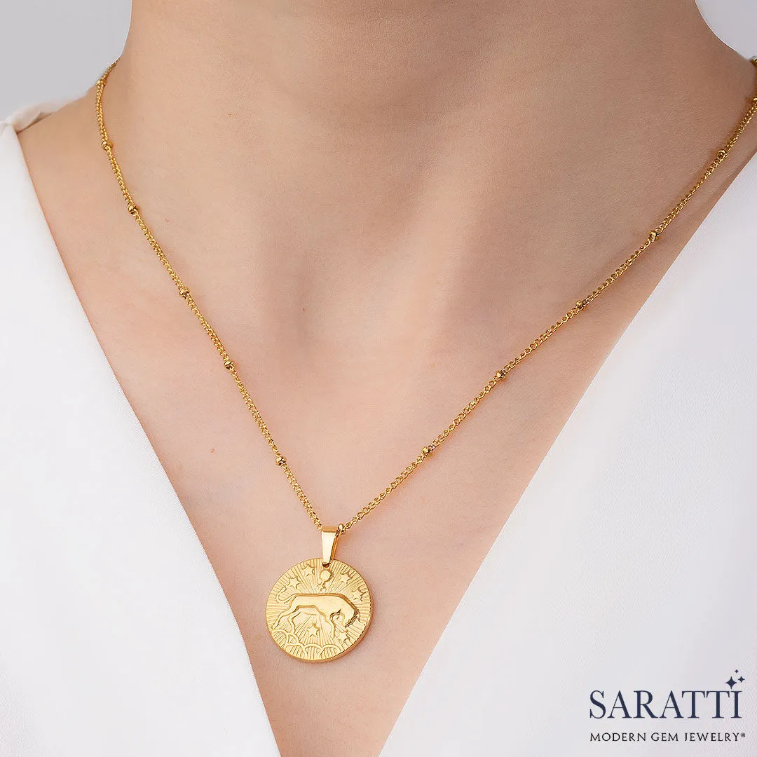 Vintage Inspired Zodiac Necklace in Gold