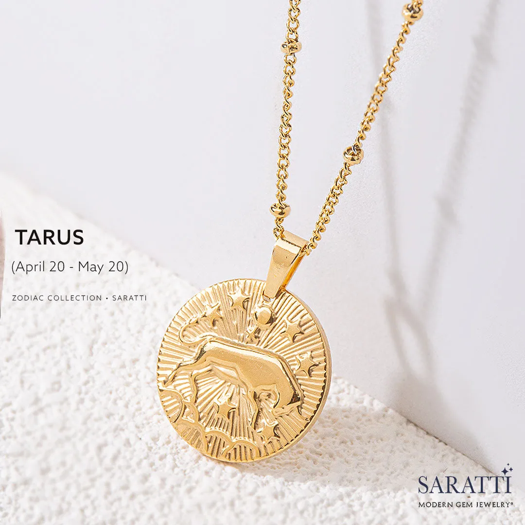 Vintage Inspired Zodiac Necklace in Gold