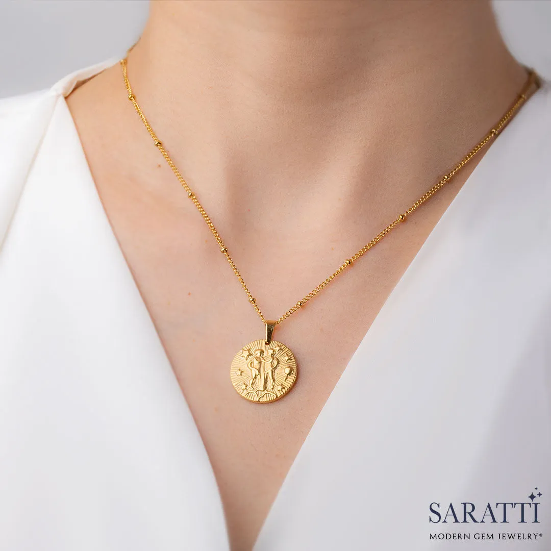 Vintage Inspired Zodiac Necklace in Gold